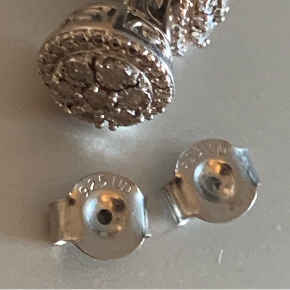 Diamond Round Halo Earrings, Sterling Silver Stamped 925, (1/10 ct. t.w.) - Picture 6 of 10